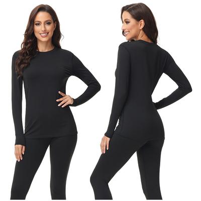 Thermo-Unterwäsche-Set für Herbst und Winter, Rundhalsausschnitt, Top und Leggings für Damen