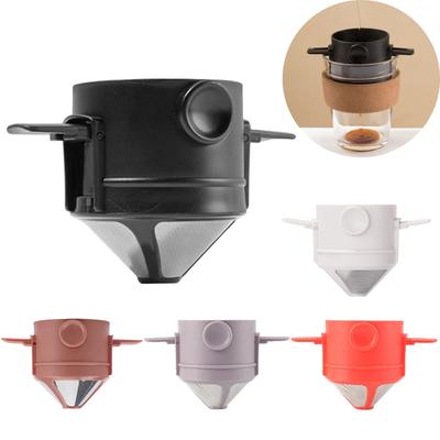 Filtro de café portátil dobrável, cafeteira de aço inoxidável, suporte para chá e café, reutilizável, sem papel, gotejador de café