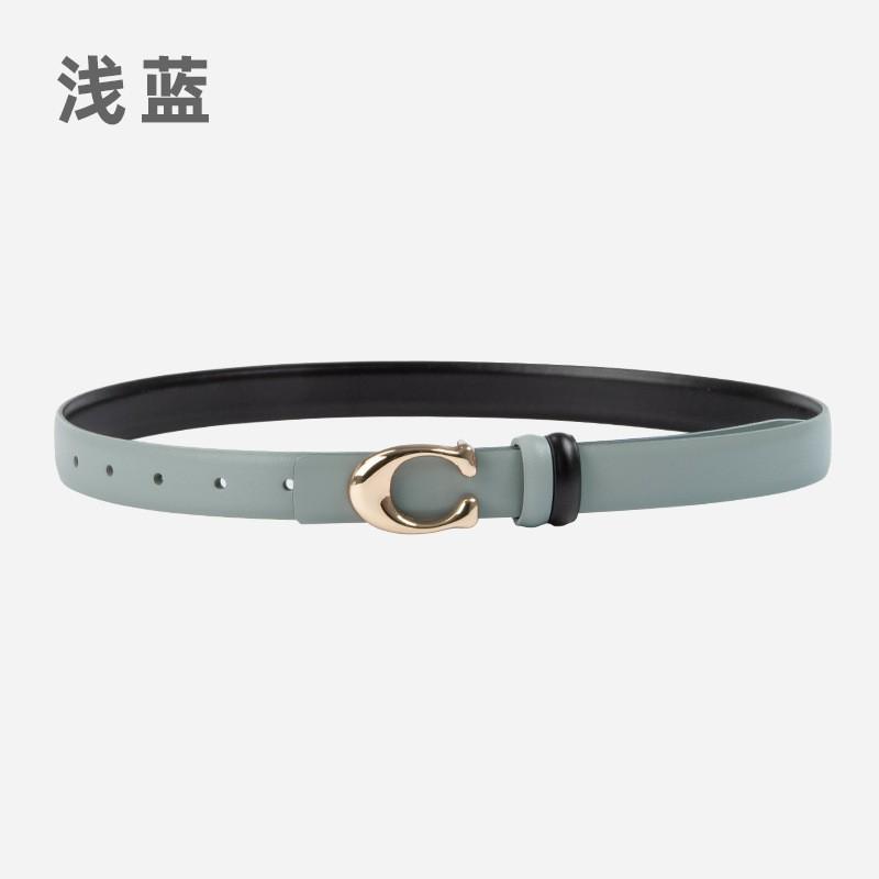 Womens Genuine Leather Belt With C-Shaped Buckle Adjustable Waistband Jeans Casual Fashion Accessory In Multiple Colors