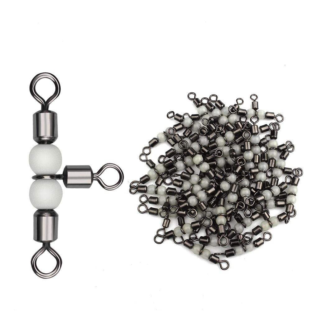 Lure Line Connector Solid Ring Fishing Tackle Luminous Beads Fishing Swivel Fishing Connector