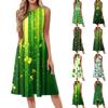 Women's Casual Fashion Round Neck Sleeveless Print Midi Dress