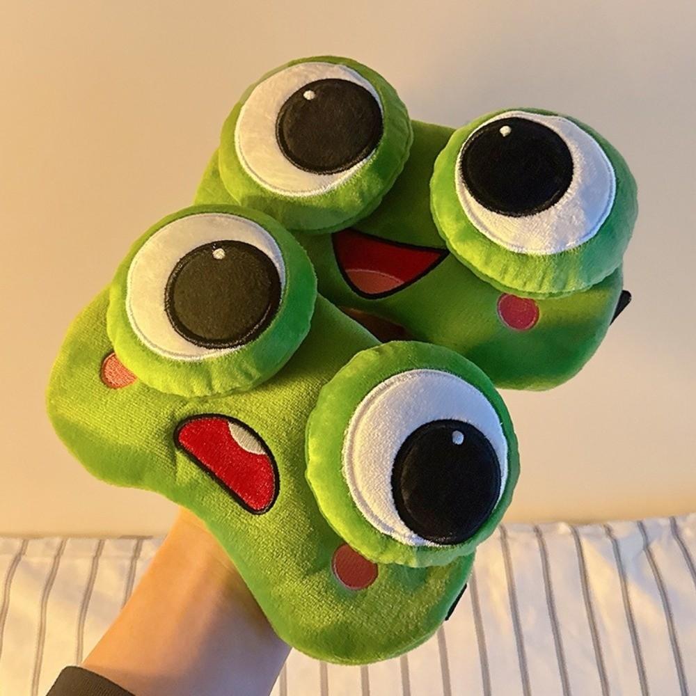 Adjustable Frog Sleep Mask Plush Sleeping Aid Eye Mask Frog Blockout Light Eye Cover  Airplane