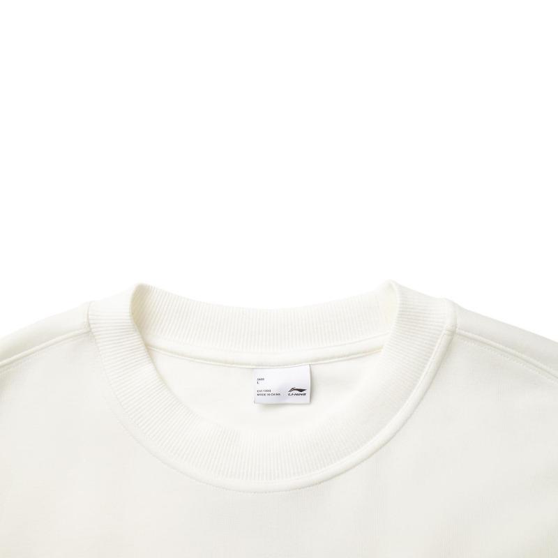 Li Ning Sports Lifestyle Series Letter Round Neck Breathable Versatile Casual Sports Sweatshirt Men Sweatshirt Off-White AWDV567-5