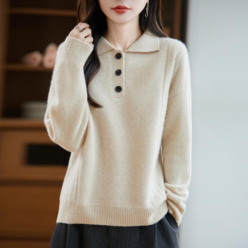 Women's cashmere sweater Qinghe cashmere 30% cashmere 70% wool autumn and winter pullover warm and fashionable