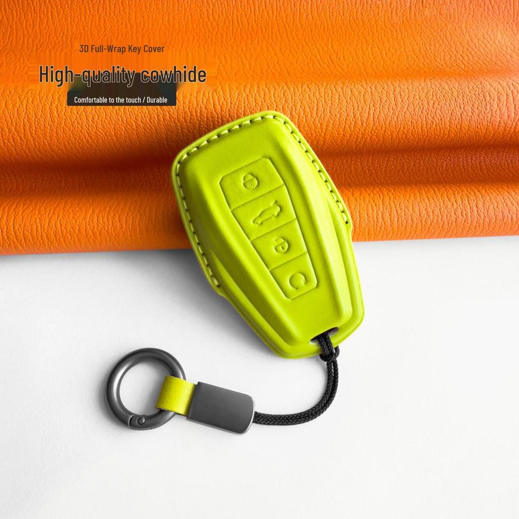 Geely Key Case Genuine Leather for 2026 Models: Xingyue L, Denim ICON, New Boyue L - Car Shell with Buckle Chain