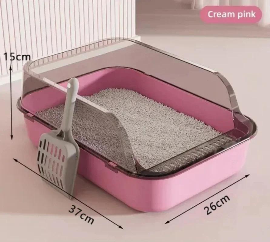 

Kitty Semi-Enclosed Cat Litter Box - Splashproof Cat Toilet Tray Cleaning Basin Supplies Suitable for Kittens & Pet Cat Bedpan