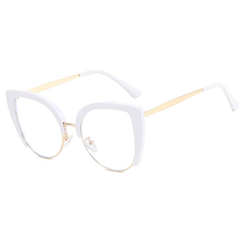 Cat Eye Half Frame Large Frame Flat Light Mirror Anti Blue Light New European & American Anti-Reflection Glasses Ins Retro Trend