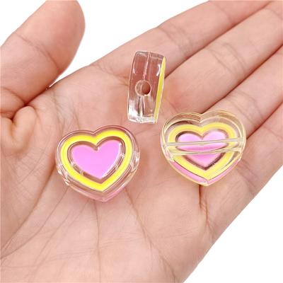 Mode 5 Stück Pfirsichherz Lose Perlen Acryl DIY Schmuckzubehör Material für Armband Halskette Herstellung Herzperlen Kreatives Tropföl Zubehör