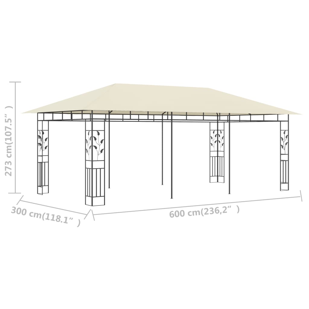 Gazebo with Mosquito Net 6 x 3 x 2.73 m Cream
