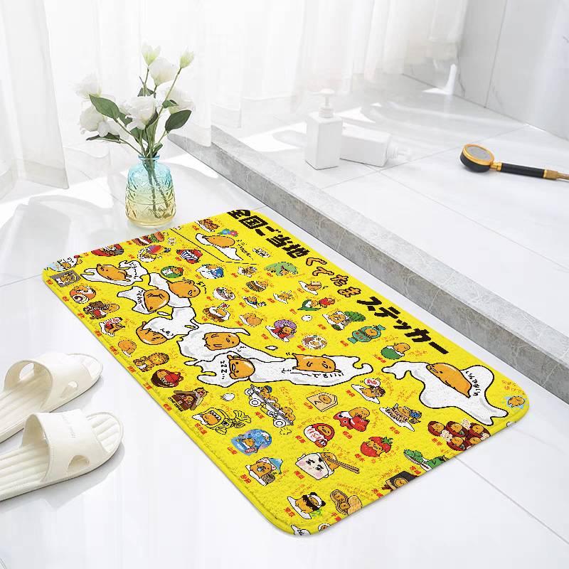 Cute Gudetama Floor Mats Home Laundry Rug Carpet For Living Room Decor Lounge Area Anti-slip Foot Mat Entrance Doormat