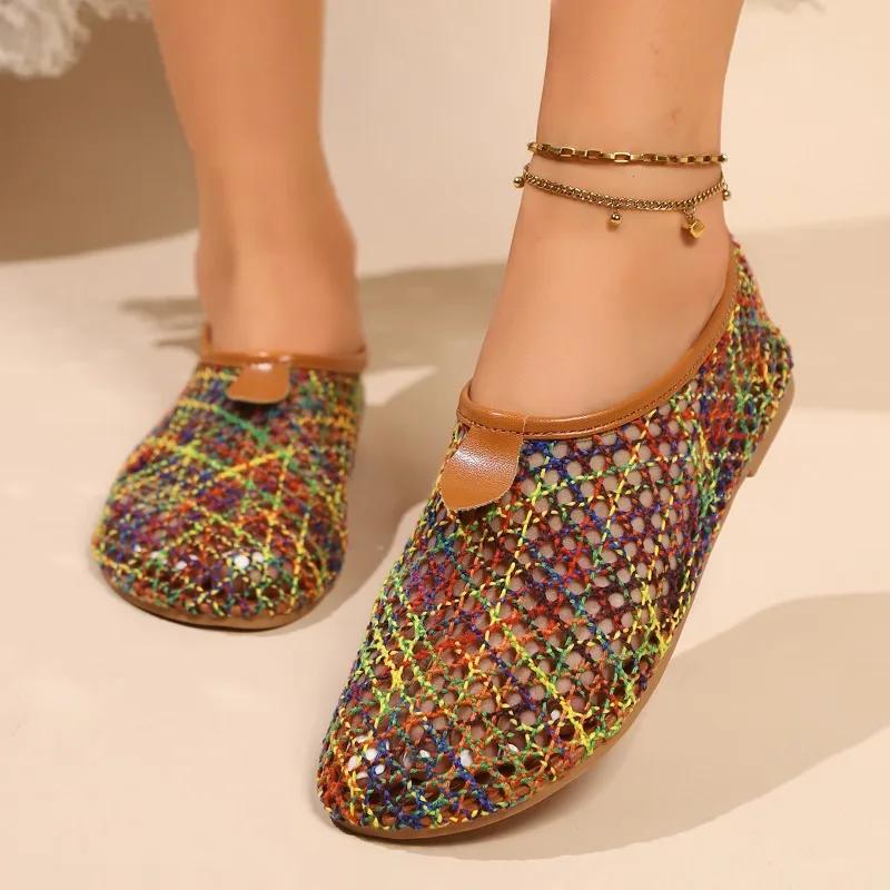Fashion Women's Sandals Casual Mesh Flat Shoes Fashion Summer Ladies Shoes 2025 Trend Designer Sandal Female Breathable Beach Footwear