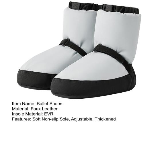 1 Pair Winter Ballet Shoes Soft Non-slip Sole Adjustable Cold Weather Women Girls Warm Up Booties Thickened Thermal Dance Slippers