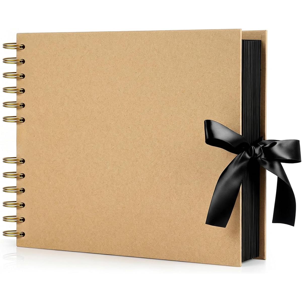 

Blank Black/Brown Scrapbook Album – 40 Pages of 300g Acid-Free Cardstock for Modern Collage & Art Journals коричневый