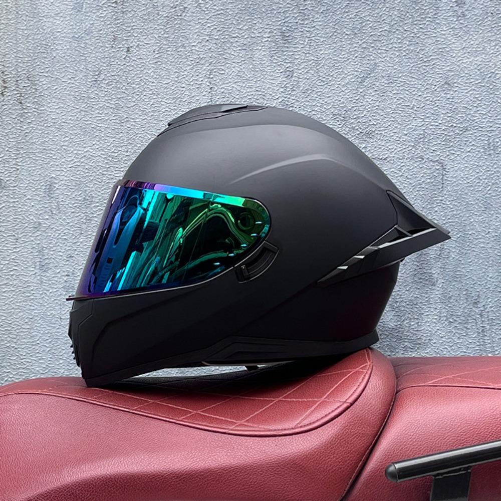 DOT Full Helmet Double Mirror Helmet Men's Four-season Universal Hard Hat Female Knight Locomotive Double Lens