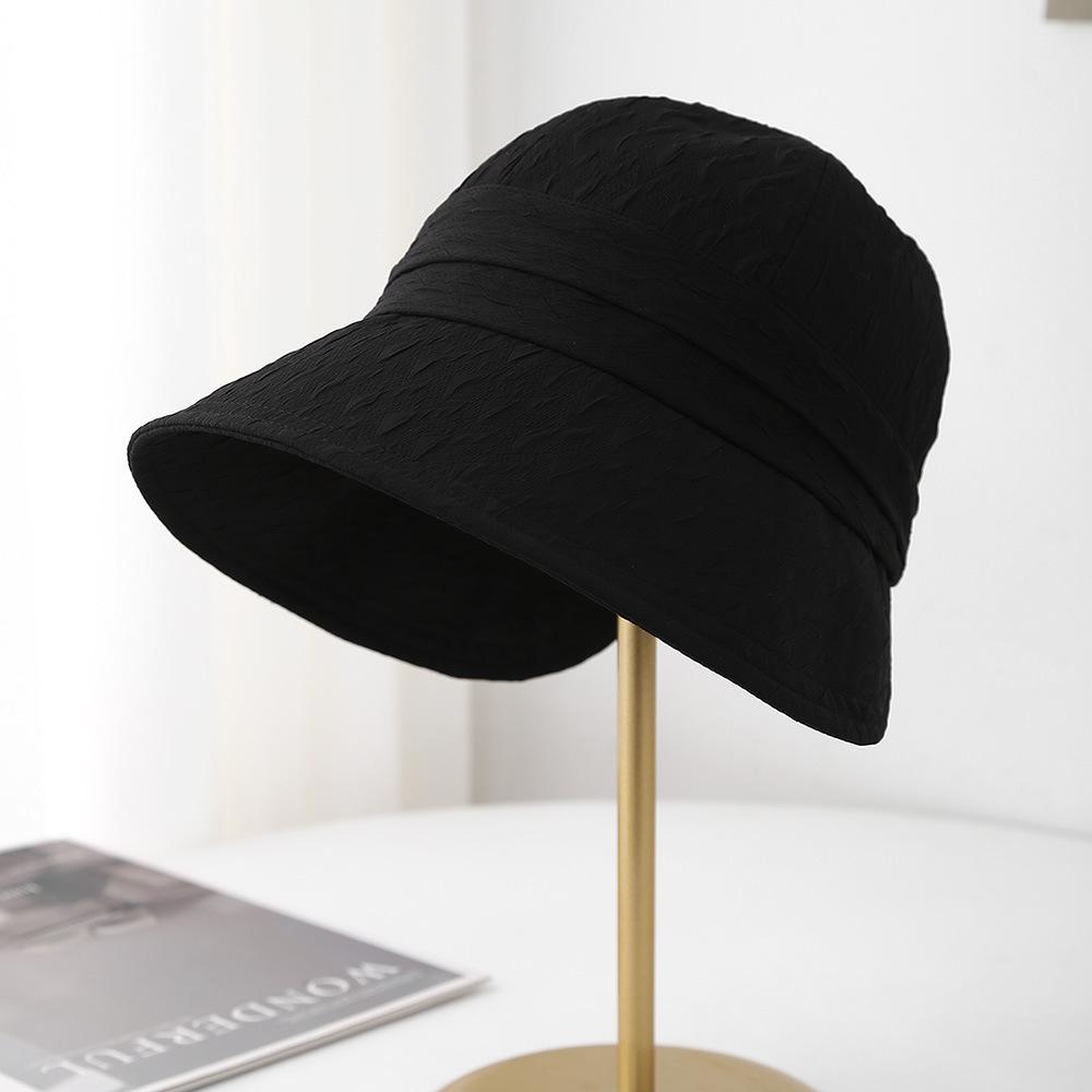 Folded Face Small Bucket Hat Women's Spring and Summer Versatile Sunshade Cap Casual Travel Plain Face Cover Basin Hat