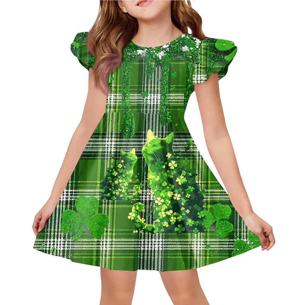 Letnia Sukienka Księżniczki dla Dziewczynek - Sukienka T-shirtowa o Kroju A. dzień Patryka