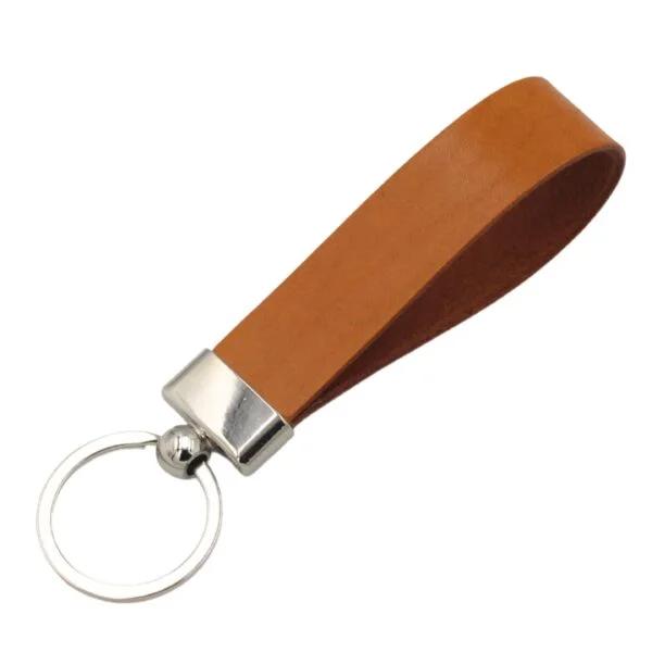 Cognac premium slim leather keychain