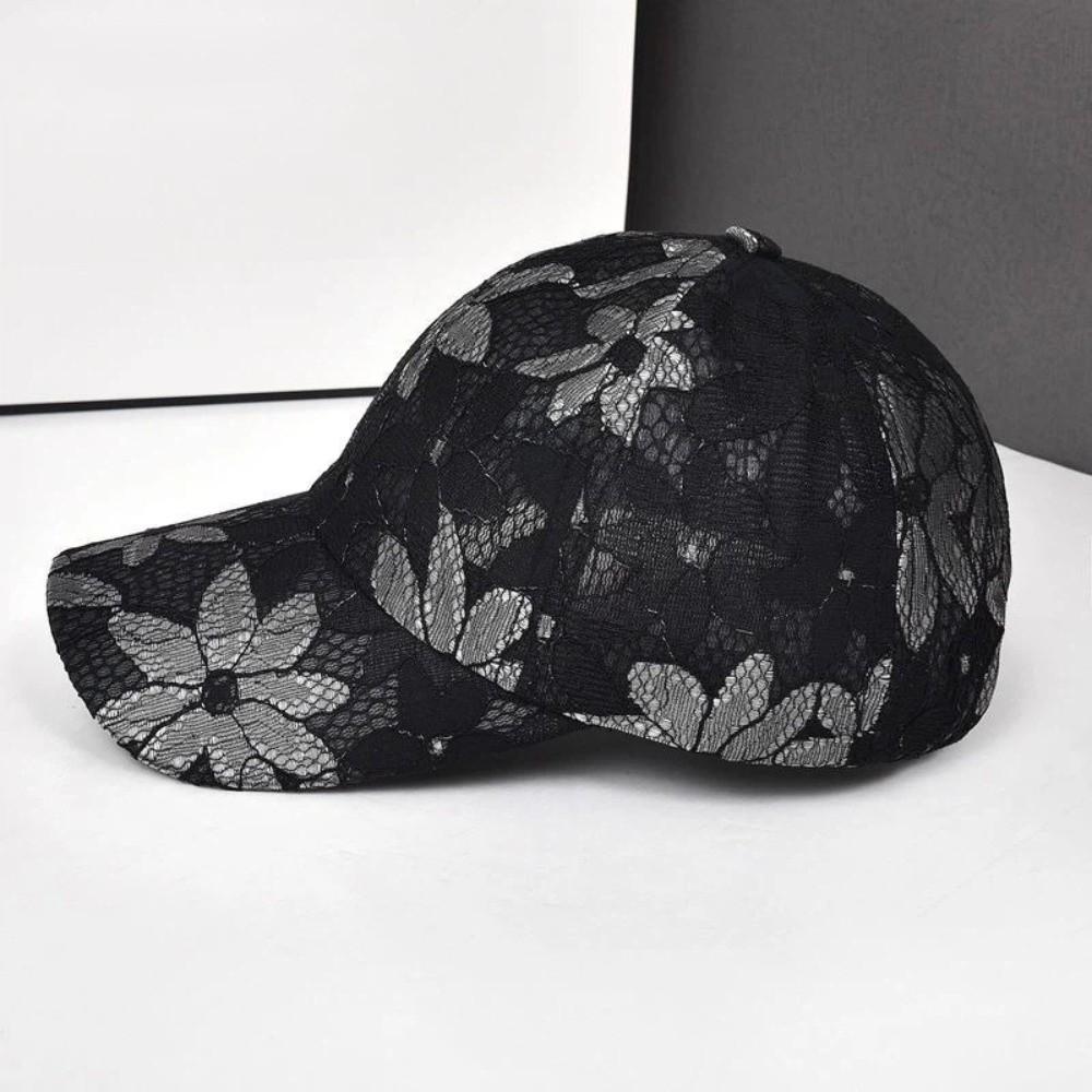 Elegant Adjustable Baseball Caps Breathable Sun Protection Sports Cap Lace Flower Sun Hats Summer