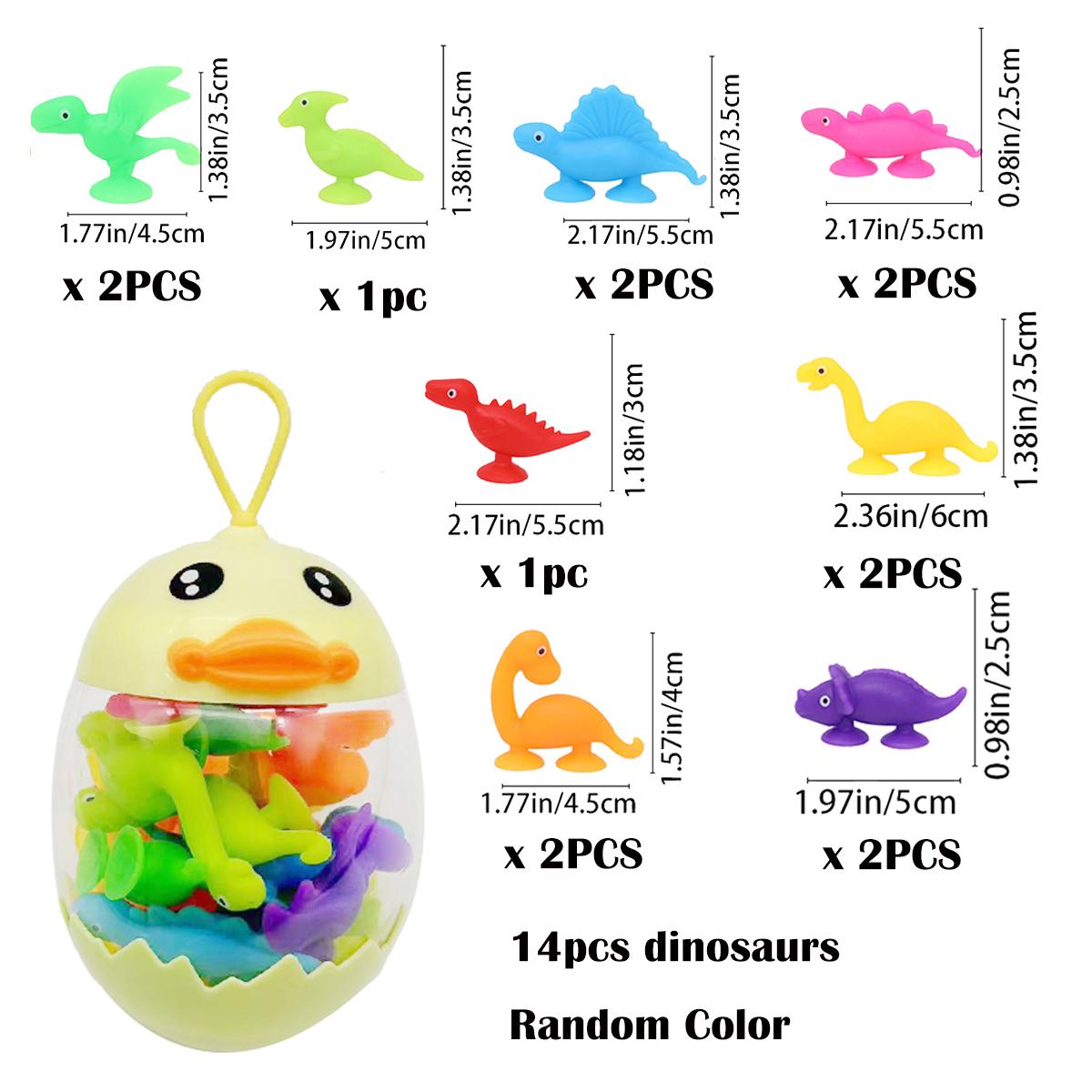 

14 шт. Игрушки-присоски с динозаврами, Конструктор для детских садов и игровых комнат, Идеально подходит для игр во время купания и в путешествиях, Подарок