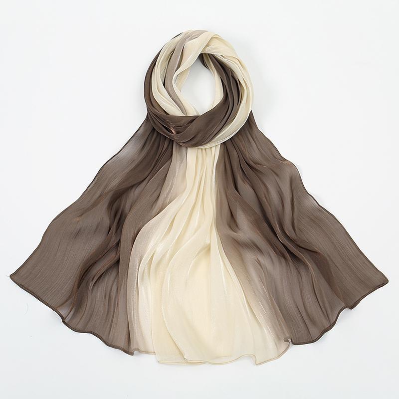 Luxury Satin Silk Hijab Scarf Chiffon Gradient Wrinkled Shawls Women Muslim Hijab Premium Yarn Scarf Islam Turban Ramadan