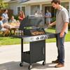 Gas Barbecue with 3 Burners 8.1 kW Thermometer Grills Side Tables Cabinet and Wheels 109x50x109 cm Black