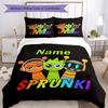 Set Biancheria da Letto Sprunki con Nome Personalizzato da 3 Pezzi, Chiusura con Bottoni, Include 1 Copripiumino e 2 Federe, Morbido e Confortevole per Tutte le Stagioni.