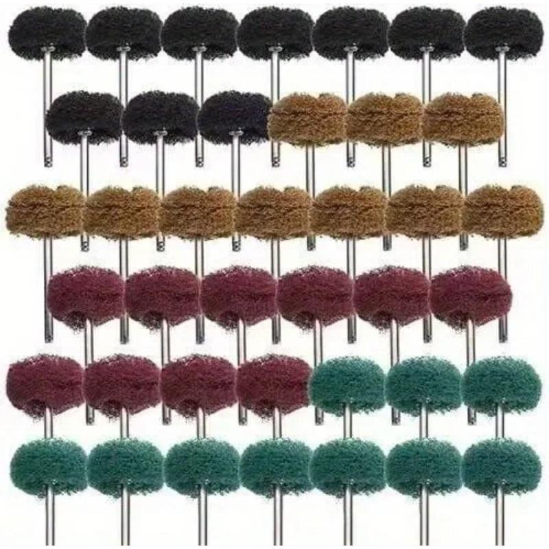 20pcs Mini Drill Abrasive Brush Nylon Buffing Polishing Wheel with 2.35mm Shank Grinding Sanding Head for Dremel Rotary Tool