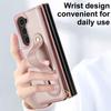 Crossbody Wristband Wallet Phone Case For Samsung Galaxy Z Fold 7 6 5 4 5G Double Magnetic Button Card Slot Wrist Design Cover