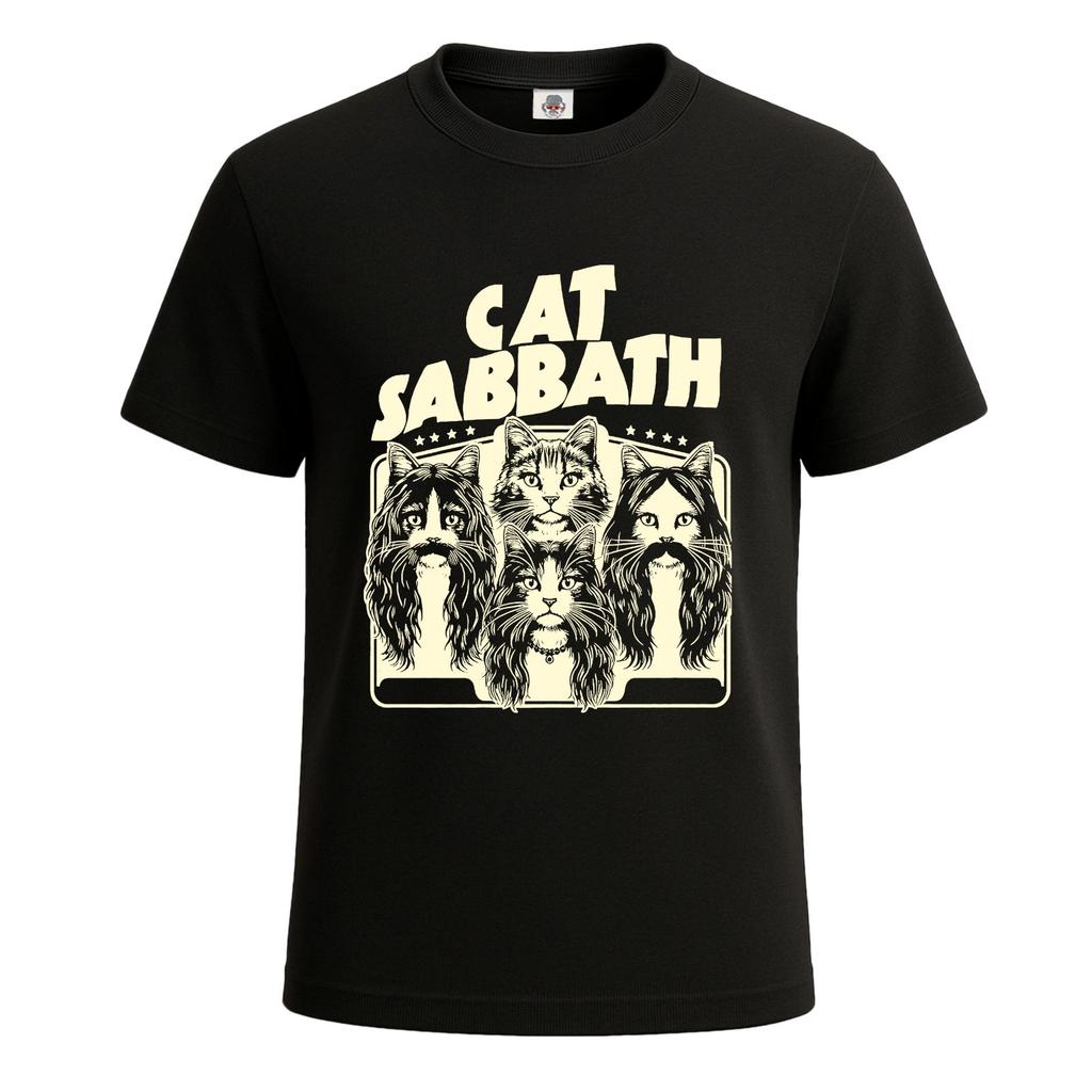 Maglietta da uomo con grafica divertente e scherzosa 'Cat Sabbath' Maglietta Divertente per Feste Top Tee