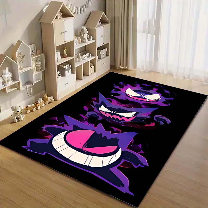 Gengar Printed Area Rug Cartoon Ghost Pattern Non-Slip Floor Mat Soft Carpet for Bedroom Living Room Decor
