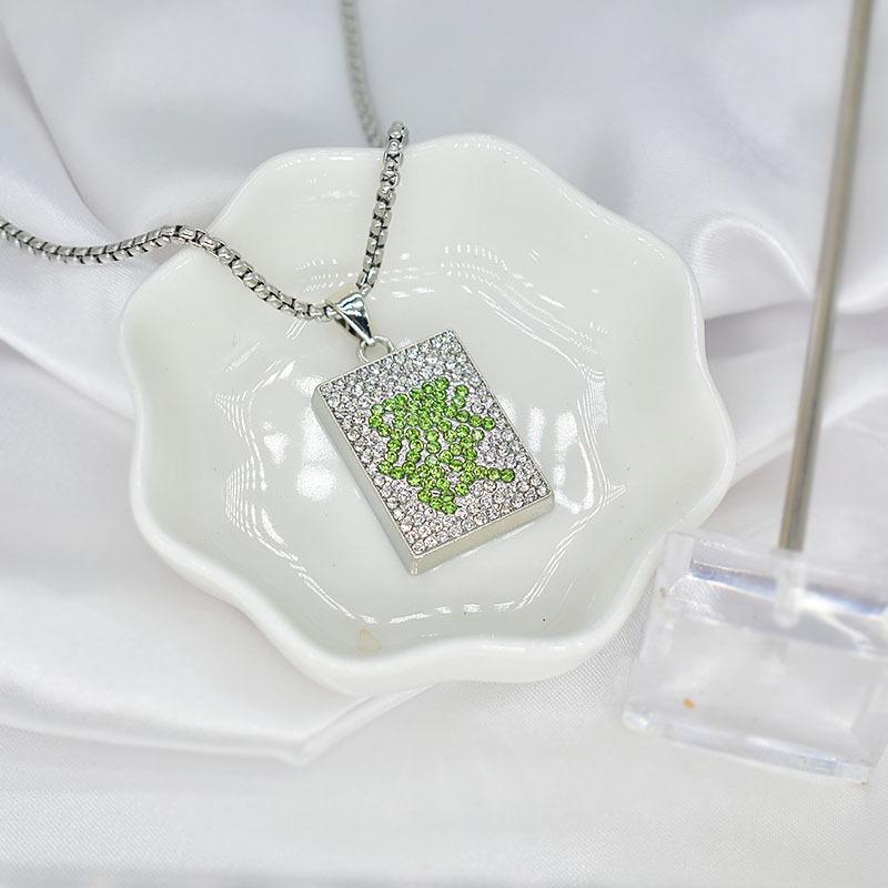 

Guochao Jewelry Маджонг + бриллиантовое ожерелье для мужчин и женщин Tide Personality Hip Hop Chain Универсальная цепочка для свитера