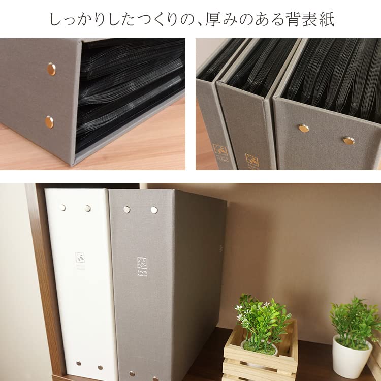 Nakabayashi Large Capacity 6-Pocket Photo Album, Holds 960 L-size Photos, Therapy Color, 2 Columns x 3 Tiers, TCPK-6L-960-SV/EC, Soft Beige, Photo Alb