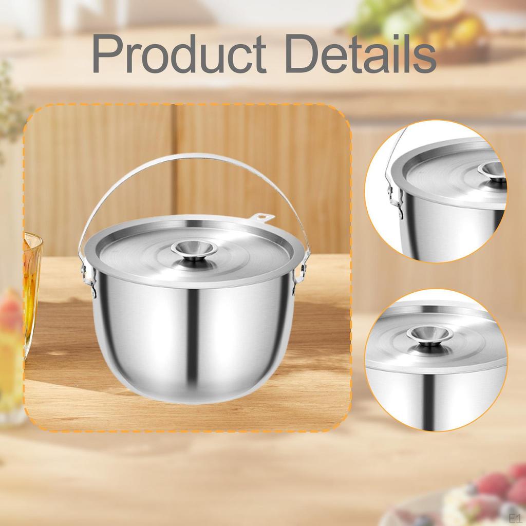 Camping Cooking Pot with Lid And Handle, Versatile for Kitchen Restaurant