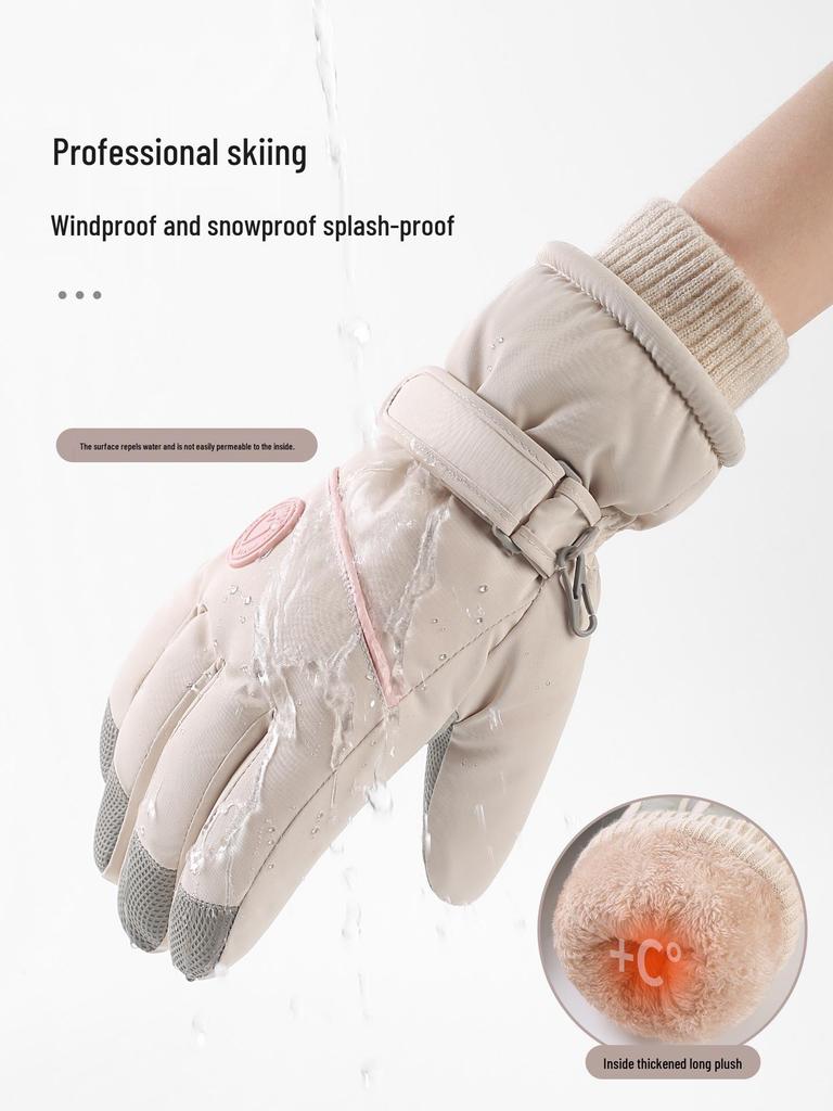Women's Ski Gloves 2025: Velvet-Lined, Warm, Touchscreen Electric Bike Gloves for Autumn/Winter.