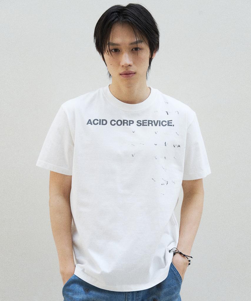 SLOWACID Bird Short Sleeve T-Shirt [White]