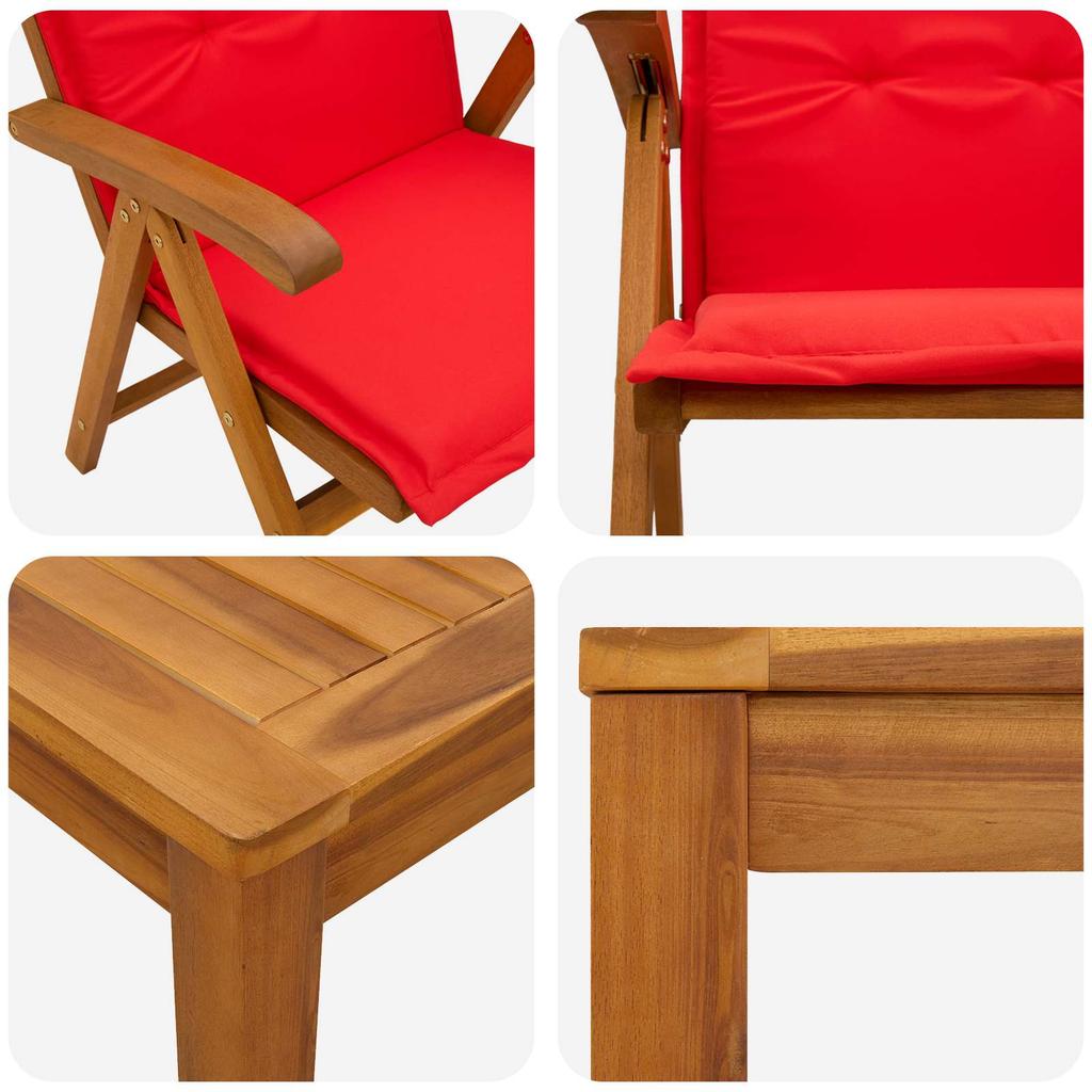 5 Piece Garden Dining Set Natural Solid Wood Acacia