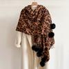 Cozy Winter Shawl Wrap Fleece Cashmere Feel Scarf Leopard Print Scarf  Winter Party