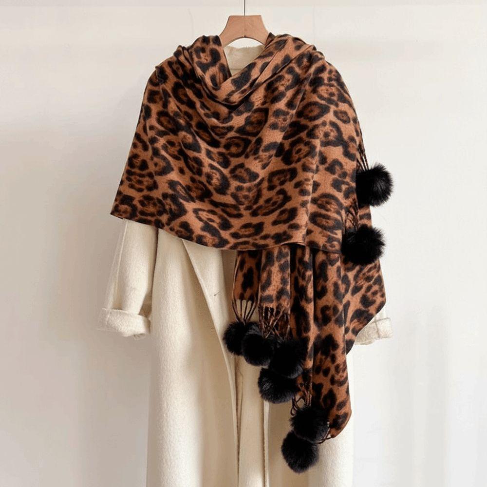 Cozy Winter Shawl Wrap Fleece Cashmere Feel Scarf Leopard Print Scarf Winter Party