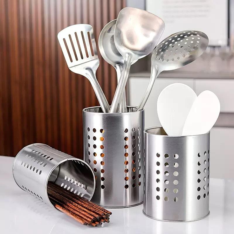 1Piece Steel Stainlesscylindrical Chopstick Cutlery Storage Box Suitable For Home Kitchens, Restaurants, And Dormitories