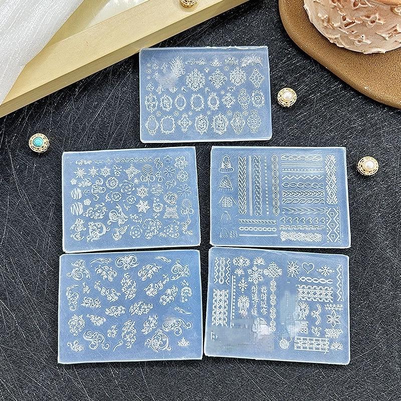 3D Silicone Relief Nails Templates Flowers Butterfly Knot Nail Mold Diy Nail Art Decor Manicure Design Tools