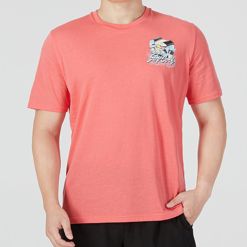 Under Armour Dopamine Seawater Pattern Sports Casual Letter Round Neck Short Sleeve T-Shirt Men Tops Pink 1361679-873