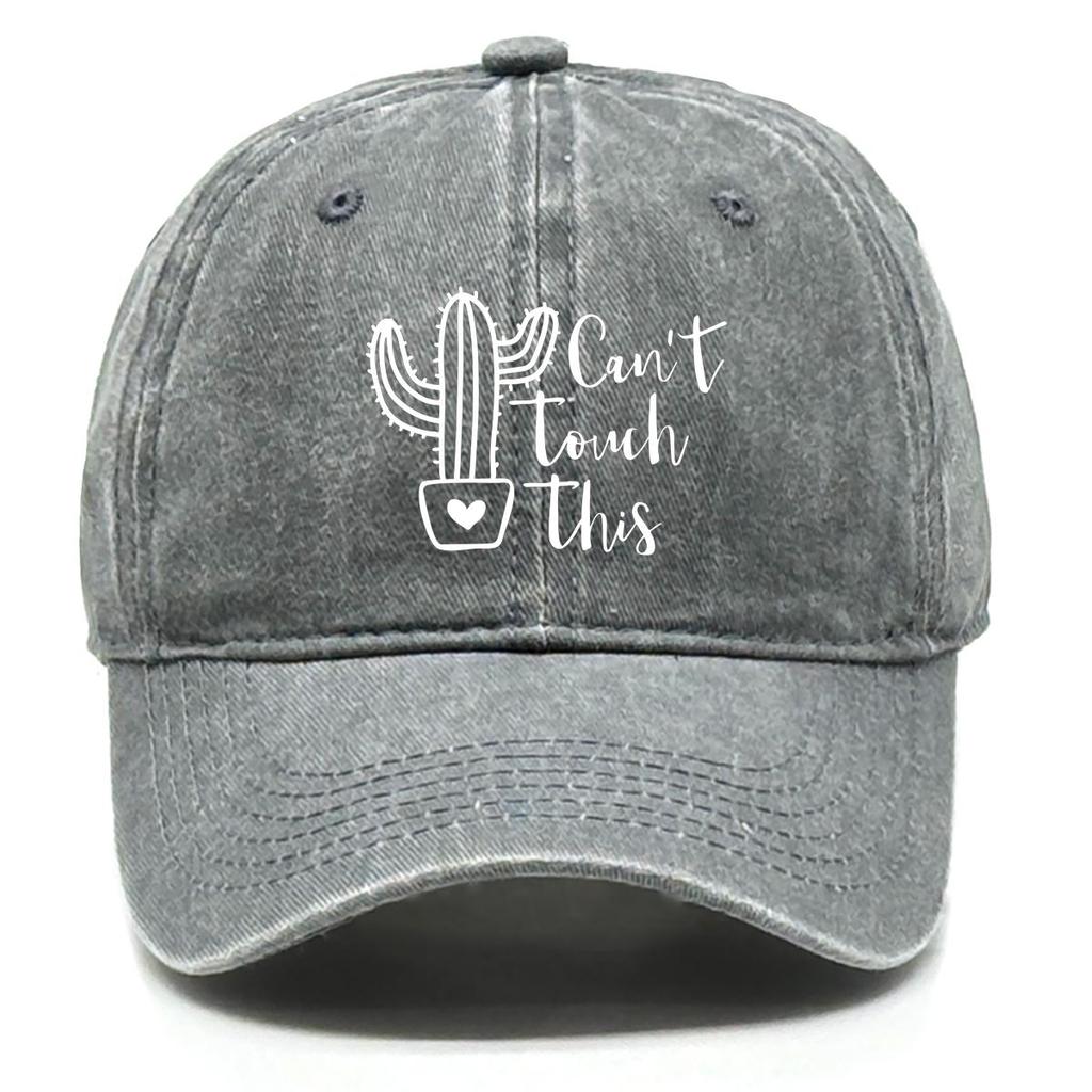 can't touch this" Cactus Print Snapback Sun Hat, Plant Sports Hat Cozy Sun Protective Non-Stretch Fabric Stylish Snapback Baseball Cap
