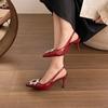 Fashion Ladies Shoes 2025 New Summer Pointed Toe Shallow Women's Sandals Classics Slip on Thin Heel Crystal Fashion Dress Heeled Sandals