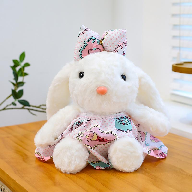 

Новая плюшевая игрушка кукла кролик с висячими ушами в юбке с цветами, милый наряженный кролик, восьмидюймовая кукла, подарок для девочки 30Cm flower skirt rabbit doll