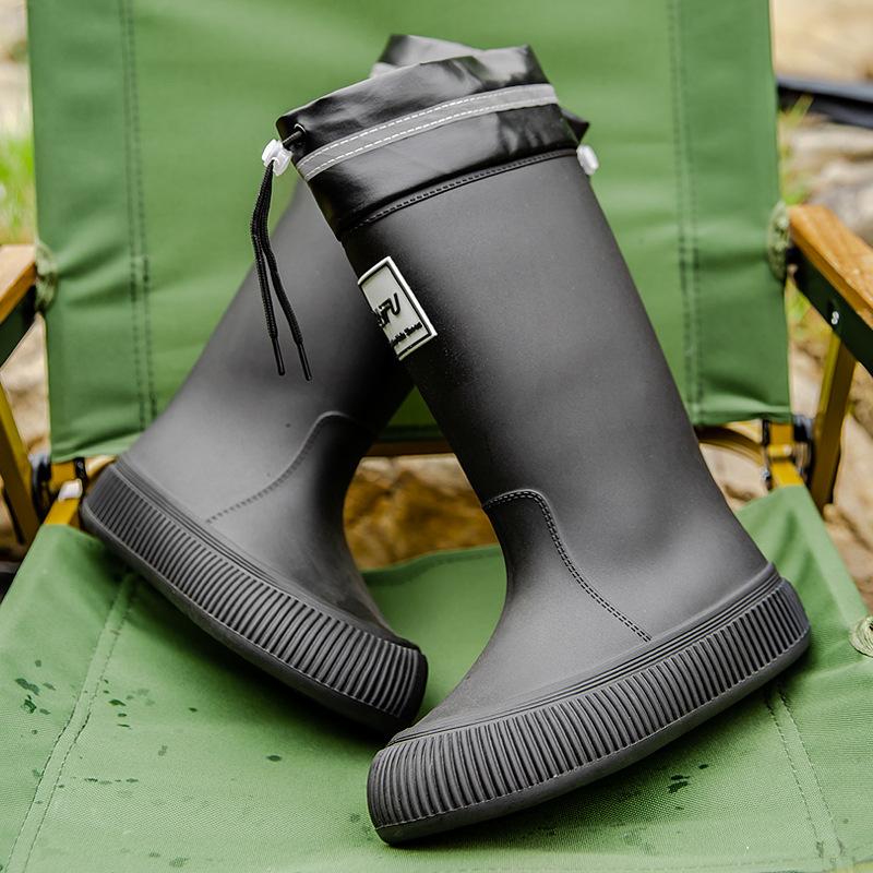 New Fashion High Tube Thick-soled Rain Boots Women's Outer Wear Bundle Non-slip Water Shoes Warm Rain Shoes Waterproof Glue Shoes Fashion
