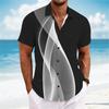 Men's Summer Color-Blocked Short-Sleeve Shirt, Stylish Design, Outdoor Casual Vacation Men's Shirt, Comfortable and Soft Fabric