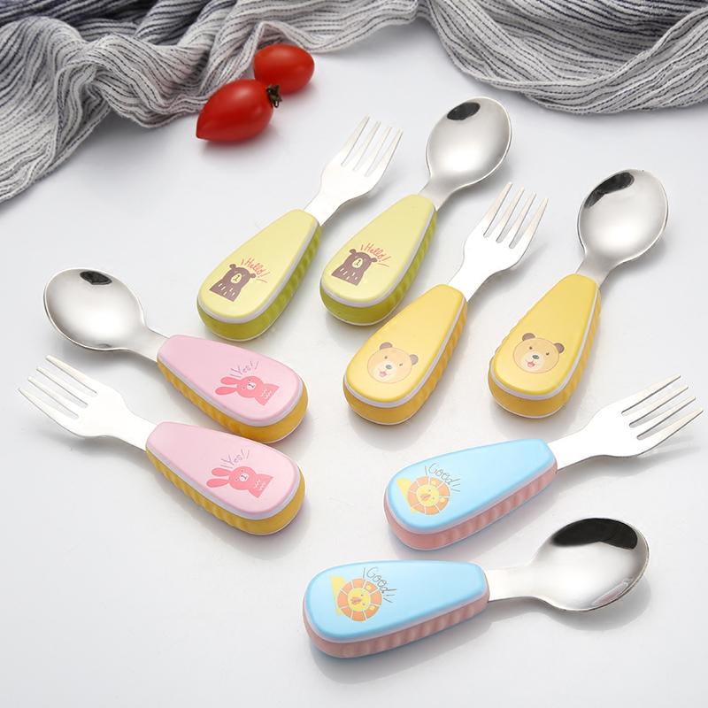 2-Piece Children Cutlery Set with Box, 304 Stainless Steel Spoon Forks Set, Portable Kids Dinnerware Set