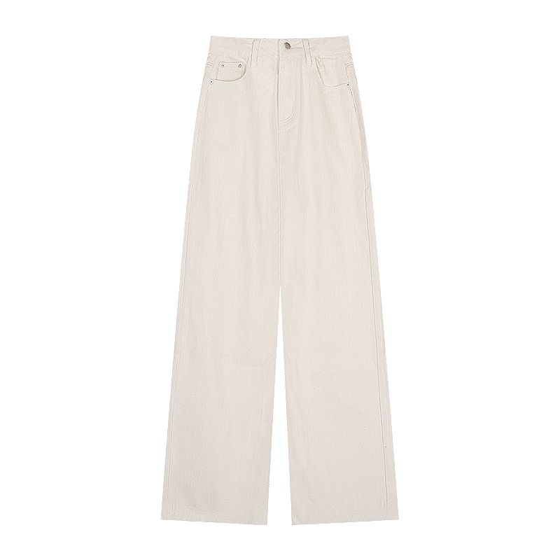 White High-Waist Loose Slim Looking Drape Mop Denim