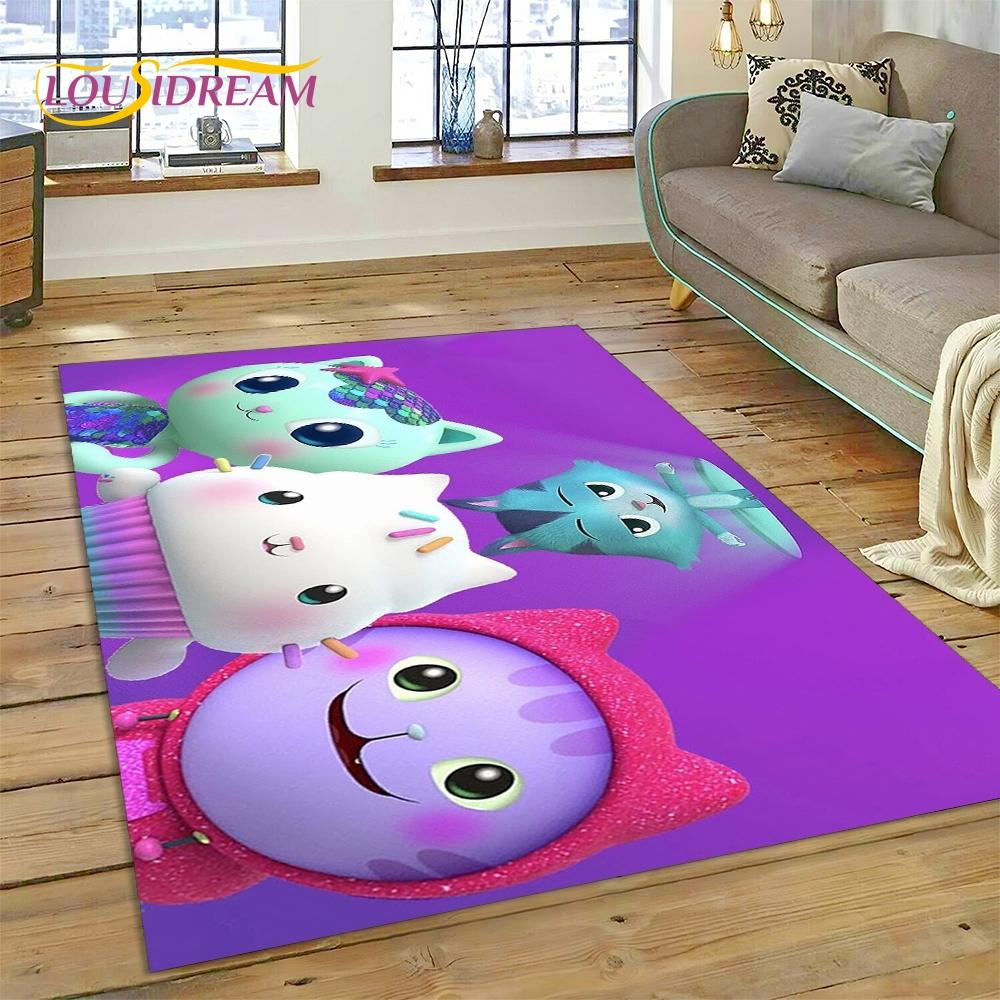 Cartoon Cute Gabbys Dollhouse Girl Rug Carpet for Living Room Bedroom Home Decor,Non-slip Decoration for Sofa Doormat Gifts Kid