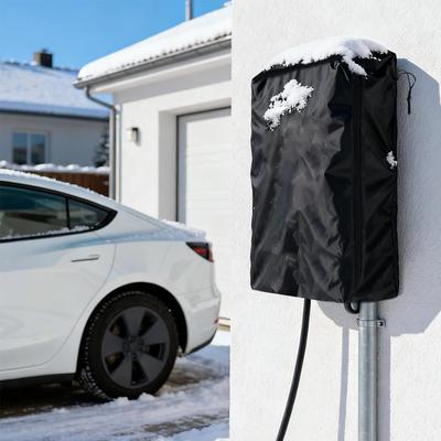 Pour chargeur de VE Housse anti-poussière pour chargeur Housse étanche en PU Pour protection extérieure Housse de chargement étanche en PU Noir